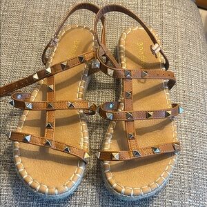 BAMBOO Brown Studded Sandals